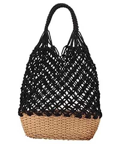 Woven Handbag Straw Woven Handbag Bohemian Style Shoulder Bag for Working Shopping Dating Stylish Lightweight Bag (Brown) Bla...