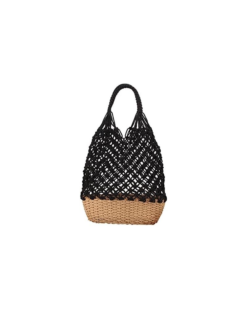 Woven Handbag Straw Woven Handbag Bohemian Style Shoulder Bag for Working Shopping Dating Stylish Lightweight Bag (Brown) Bla...