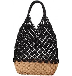 Woven Handbag Straw Woven Handbag Bohemian Style Shoulder Bag for Working Shopping Dating Stylish Lightweight Bag (Brown) Bla...