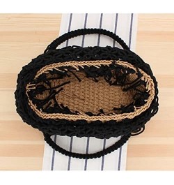 Woven Handbag Straw Woven Handbag Bohemian Style Shoulder Bag for Working Shopping Dating Stylish Lightweight Bag (Brown) Bla...