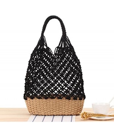 Woven Handbag Straw Woven Handbag Bohemian Style Shoulder Bag for Working Shopping Dating Stylish Lightweight Bag (Brown) Bla...