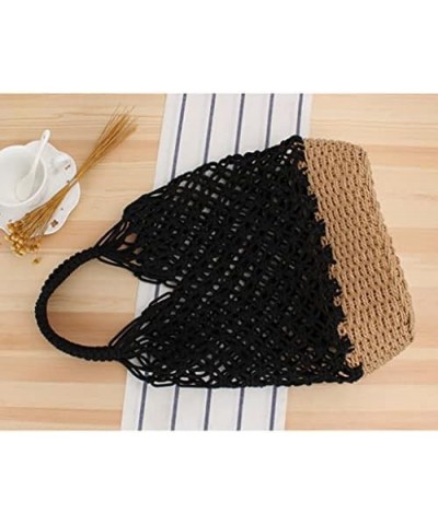 Woven Handbag Straw Woven Handbag Bohemian Style Shoulder Bag for Working Shopping Dating Stylish Lightweight Bag (Brown) Bla...