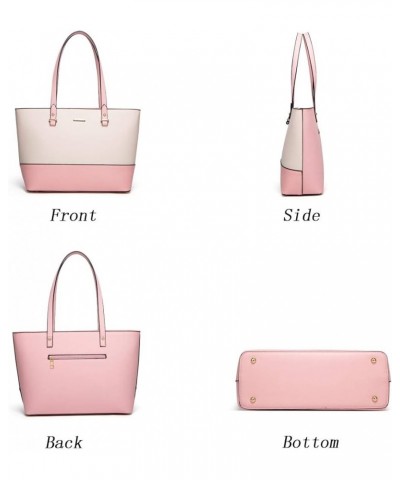 Women Fashion Handbags Wallet Tote Bag Shoulder Bag Top Handle Satchel Purse Set 4pcs Pink-beige-c $17.60 Totes