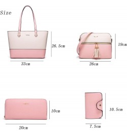 Women Fashion Handbags Wallet Tote Bag Shoulder Bag Top Handle Satchel Purse Set 4pcs Pink-beige-c $17.60 Totes