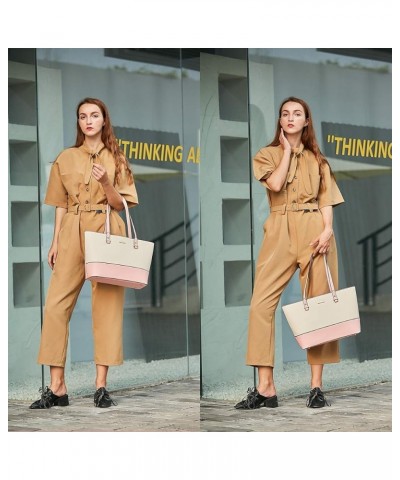 Women Fashion Handbags Wallet Tote Bag Shoulder Bag Top Handle Satchel Purse Set 4pcs Pink-beige-c $17.60 Totes