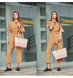 Women Fashion Handbags Wallet Tote Bag Shoulder Bag Top Handle Satchel Purse Set 4pcs Pink-beige-c $17.60 Totes