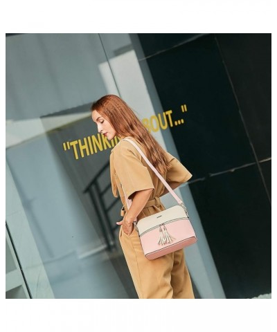 Women Fashion Handbags Wallet Tote Bag Shoulder Bag Top Handle Satchel Purse Set 4pcs Pink-beige-c $17.60 Totes