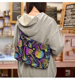 Women Boho Handbag Neon Bright Magic Mushroom Underarm Bag Tote Bag Shoulder Bag Crossbody Bag Fluffy Cell Phone Purse Lady T...