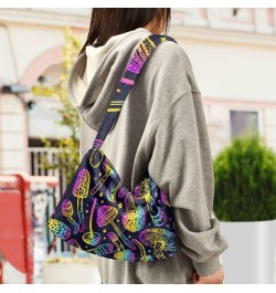 Women Boho Handbag Neon Bright Magic Mushroom Underarm Bag Tote Bag Shoulder Bag Crossbody Bag Fluffy Cell Phone Purse Lady T...