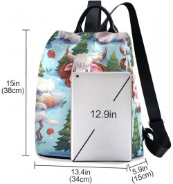 Dragonflies Flowers Green Backpack Purse for Women Anti Theft Back Zipper Fashion Casual Travel Bag Cute Cows and Christmas T...