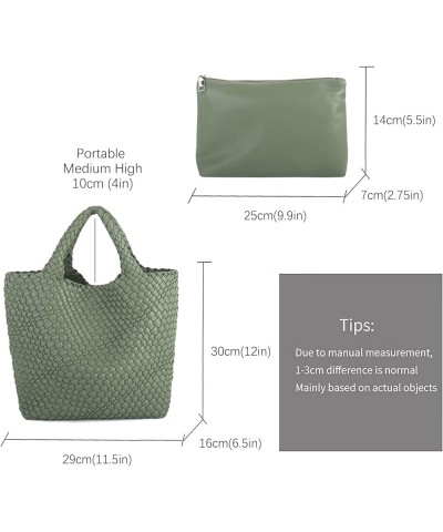 Woven Beach Tote Bag, Women Macaron Soft Leather Weave Handbag with Purse Top-handle Handbag for Work Travel Green $29.15 Totes