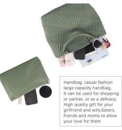 Woven Beach Tote Bag, Women Macaron Soft Leather Weave Handbag with Purse Top-handle Handbag for Work Travel Green $29.15 Totes