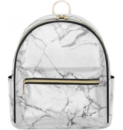 White Marble Mini Backpack Purse for Women, Marble Grey Small Backpack Leather Casual Daypacks Ladies Shoulder Bags $22.94 Ba...