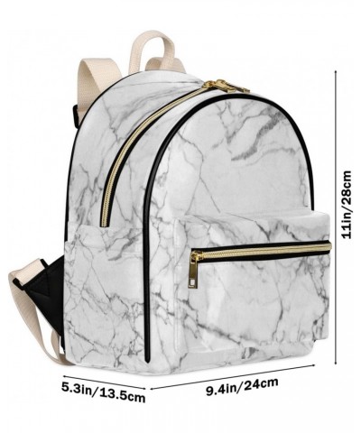 White Marble Mini Backpack Purse for Women, Marble Grey Small Backpack Leather Casual Daypacks Ladies Shoulder Bags $22.94 Ba...