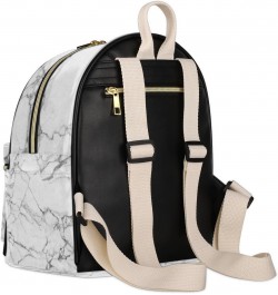 White Marble Mini Backpack Purse for Women, Marble Grey Small Backpack Leather Casual Daypacks Ladies Shoulder Bags $22.94 Ba...