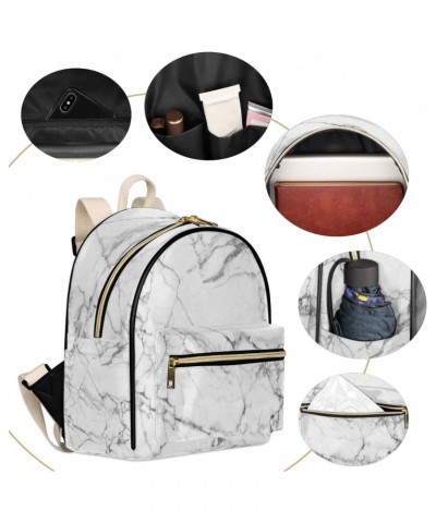 White Marble Mini Backpack Purse for Women, Marble Grey Small Backpack Leather Casual Daypacks Ladies Shoulder Bags $22.94 Ba...