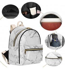 White Marble Mini Backpack Purse for Women, Marble Grey Small Backpack Leather Casual Daypacks Ladies Shoulder Bags $22.94 Ba...