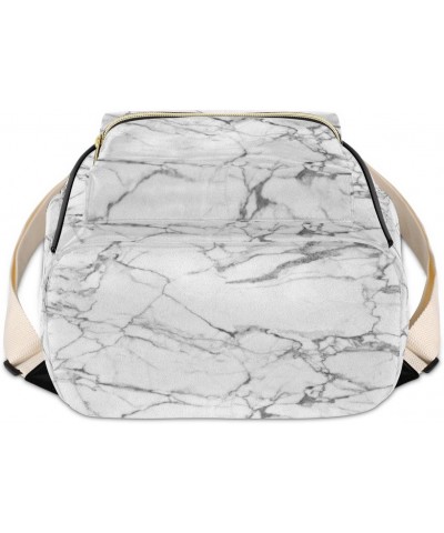 White Marble Mini Backpack Purse for Women, Marble Grey Small Backpack Leather Casual Daypacks Ladies Shoulder Bags $22.94 Ba...