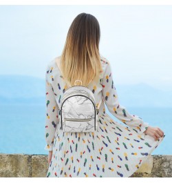 White Marble Mini Backpack Purse for Women, Marble Grey Small Backpack Leather Casual Daypacks Ladies Shoulder Bags $22.94 Ba...