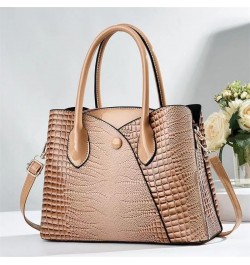 Women Fashion Stitching Crocodile Handbag Satchel Handbags Top-Handle Bags Leather Tote Satchel Shoulder Bags Black $15.95 Totes