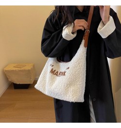 Lamb Wool Commuter Tote Bag Autumn And Winter Large Capacity Plush Bag Women's New Casual Single Shoulder Crossbody Bag White...