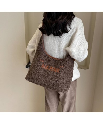 Lamb Wool Commuter Tote Bag Autumn And Winter Large Capacity Plush Bag Women's New Casual Single Shoulder Crossbody Bag White...