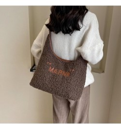 Lamb Wool Commuter Tote Bag Autumn And Winter Large Capacity Plush Bag Women's New Casual Single Shoulder Crossbody Bag White...