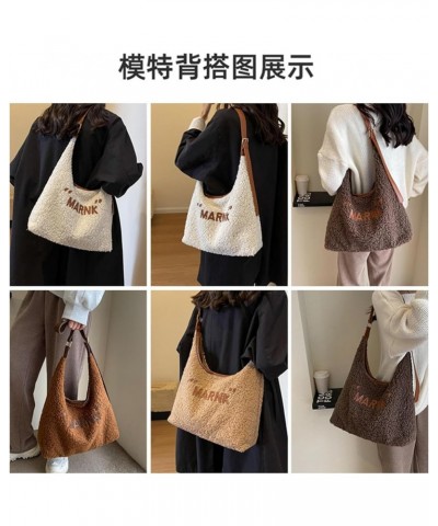 Lamb Wool Commuter Tote Bag Autumn And Winter Large Capacity Plush Bag Women's New Casual Single Shoulder Crossbody Bag White...