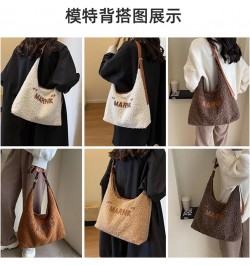 Lamb Wool Commuter Tote Bag Autumn And Winter Large Capacity Plush Bag Women's New Casual Single Shoulder Crossbody Bag White...