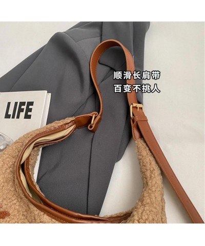 Lamb Wool Commuter Tote Bag Autumn And Winter Large Capacity Plush Bag Women's New Casual Single Shoulder Crossbody Bag White...