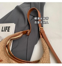 Lamb Wool Commuter Tote Bag Autumn And Winter Large Capacity Plush Bag Women's New Casual Single Shoulder Crossbody Bag White...