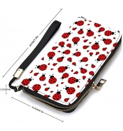 Ladybugs Pattern Zip Coin Pocket Leather Wallet Vertical Long Wallet for Men Woman With Credit Card Holder $17.52 Wallets