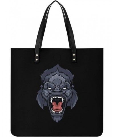 Gorilla Head, PU Leather Tote Bag Top Handle Satchel Handbags Shoulder Bags for Women Men $18.97 Handbags