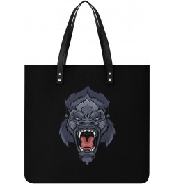 Gorilla Head, PU Leather Tote Bag Top Handle Satchel Handbags Shoulder Bags for Women Men $18.97 Handbags