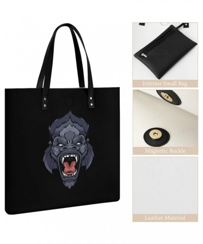 Gorilla Head, PU Leather Tote Bag Top Handle Satchel Handbags Shoulder Bags for Women Men $18.97 Handbags