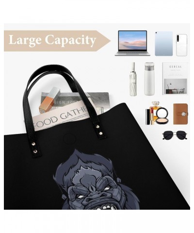 Gorilla Head, PU Leather Tote Bag Top Handle Satchel Handbags Shoulder Bags for Women Men $18.97 Handbags