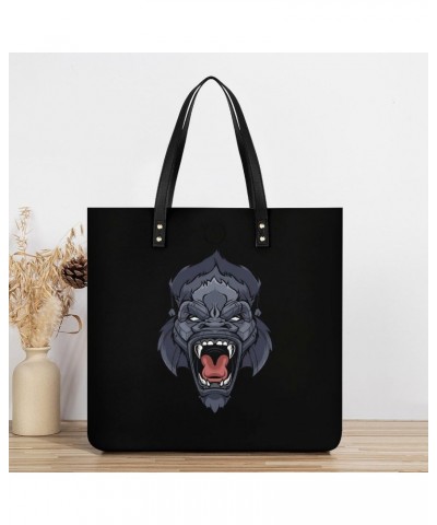 Gorilla Head, PU Leather Tote Bag Top Handle Satchel Handbags Shoulder Bags for Women Men $18.97 Handbags