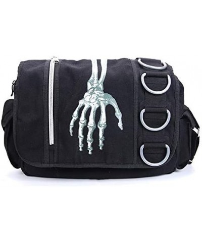 Skeleton Tote Bag Aesthetic Boho Canvas Crossbody Bag, Y2k Harajuku Grunge Shoulder Messenger Bag Handbag Black $17.09 Should...