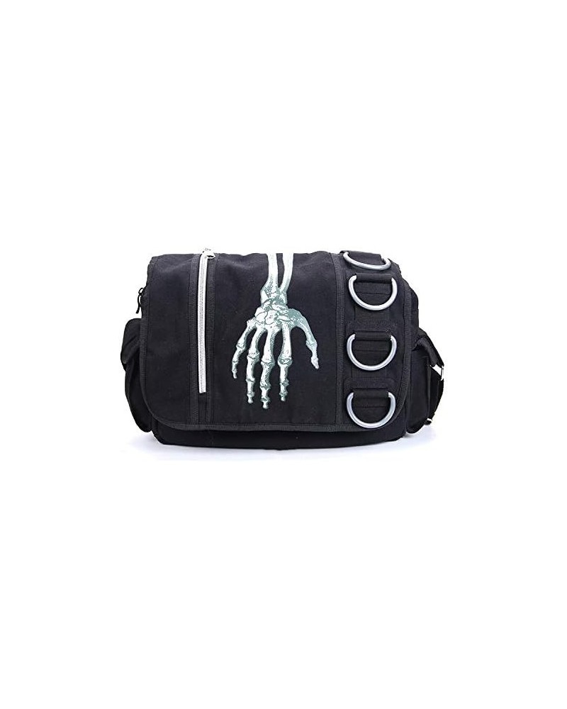 Skeleton Tote Bag Aesthetic Boho Canvas Crossbody Bag, Y2k Harajuku Grunge Shoulder Messenger Bag Handbag Black $17.09 Should...