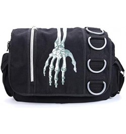 Skeleton Tote Bag Aesthetic Boho Canvas Crossbody Bag, Y2k Harajuku Grunge Shoulder Messenger Bag Handbag Black $17.09 Should...