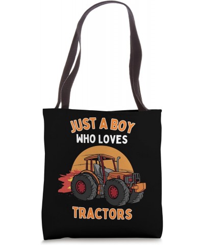 Kids Tractor Lover Just A Boy Who Loves Tractors Funny Tote Bag $9.24 Totes