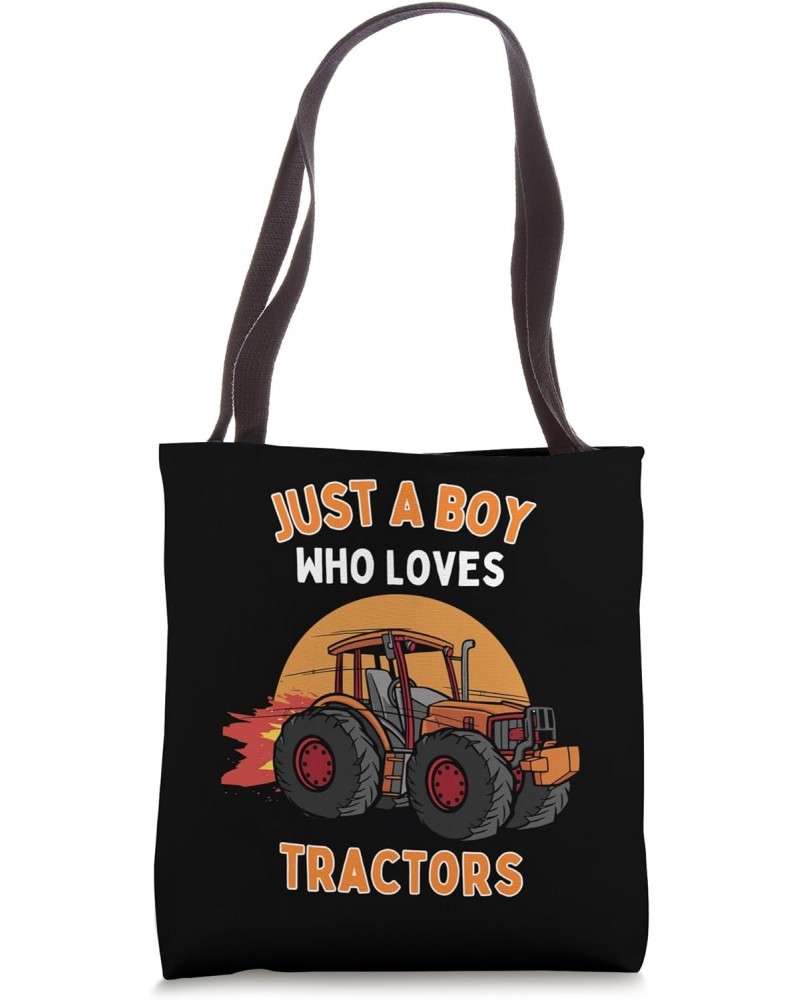 Kids Tractor Lover Just A Boy Who Loves Tractors Funny Tote Bag $9.24 Totes