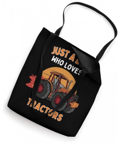 Kids Tractor Lover Just A Boy Who Loves Tractors Funny Tote Bag $9.24 Totes