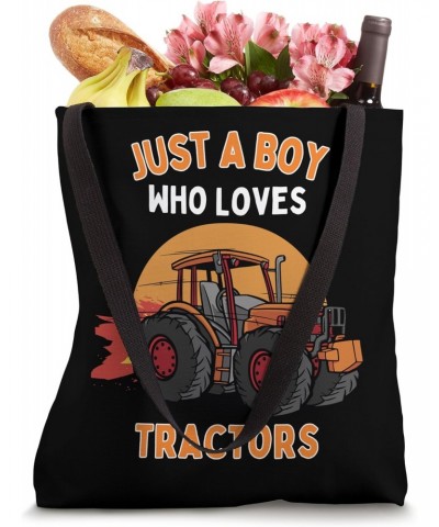 Kids Tractor Lover Just A Boy Who Loves Tractors Funny Tote Bag $9.24 Totes