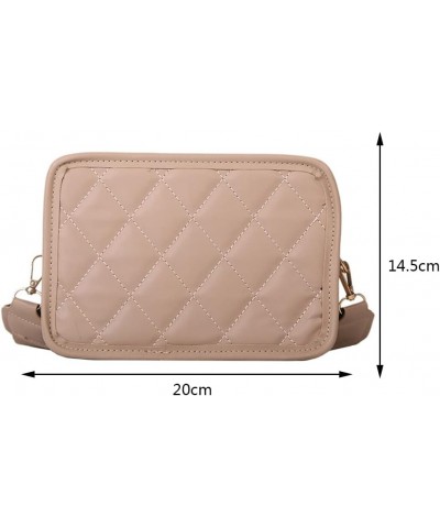 Shoulder Bag Fashion Small Square Bag Rhomboid Embroidery Thread PU Leather Casual Portable for Weekend Vacation Khaki $7.31 ...