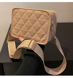 Shoulder Bag Fashion Small Square Bag Rhomboid Embroidery Thread PU Leather Casual Portable for Weekend Vacation Khaki $7.31 ...