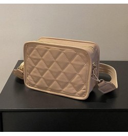 Shoulder Bag Fashion Small Square Bag Rhomboid Embroidery Thread PU Leather Casual Portable for Weekend Vacation Khaki $7.31 ...