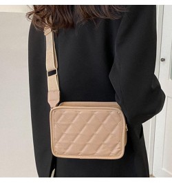 Shoulder Bag Fashion Small Square Bag Rhomboid Embroidery Thread PU Leather Casual Portable for Weekend Vacation Khaki $7.31 ...