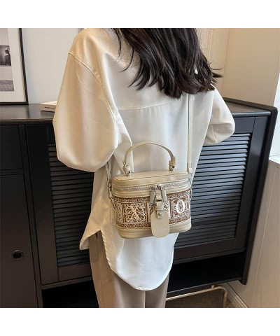 Women Clutch Handbag Crossbody Bag, PU Leather Fashion Design Shoulder Strap Bag Ladies Casual Top-handle Bags White $18.47 T...