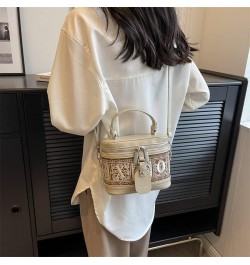 Women Clutch Handbag Crossbody Bag, PU Leather Fashion Design Shoulder Strap Bag Ladies Casual Top-handle Bags White $18.47 T...